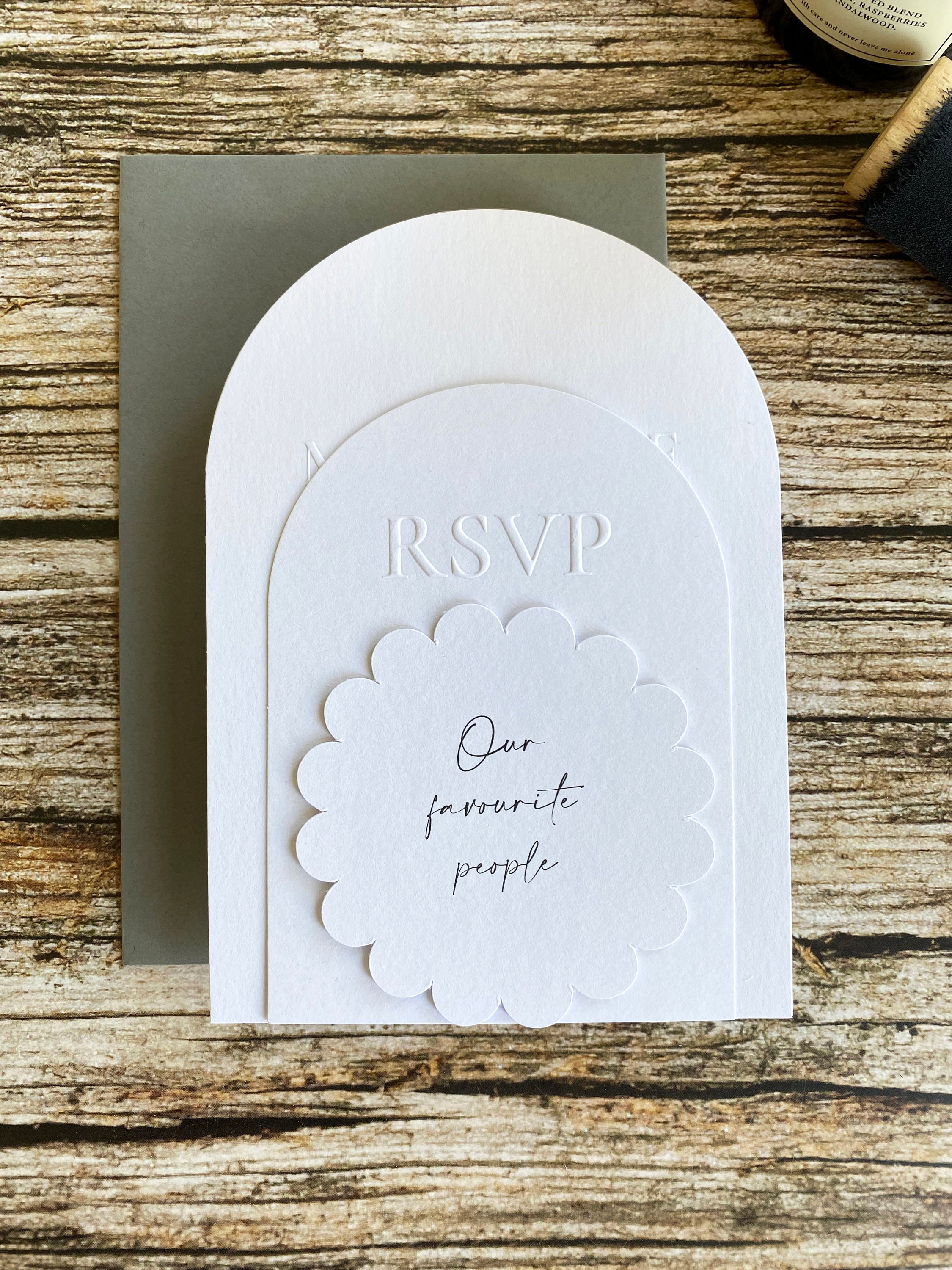 Arch Emboss Wedding Invitation, Embossed Rsvp Card With QR Code - Etsy