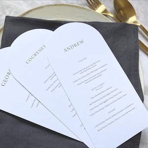 Minimalist Arch Wedding Menu, Personalized Printed Modern Wedding Dinner Menu with Guest Names, Event Menu, Wedding Table Decor