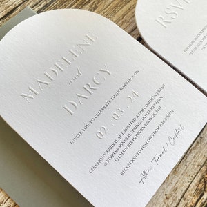 Arch Emboss Wedding Invitation, Embossed Rsvp Card With QR Code - Etsy
