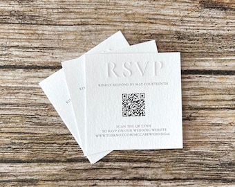 Blind Embossed Modern RSVP Card with QR Code