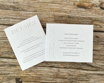 Blind Embossed Modern Details Card, Emboss Rsvp card