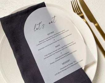 Vellum Arch Wedding Menu: Modern Minimalist Translucent Design