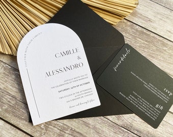 Arch Wedding Invitation: Black & White Minimalist Design