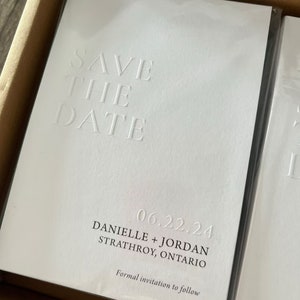 Emboss Save the Date Card, Printed Minimalist Letterpress Wedding Invitation, Blind Embossed Modern Invite image 8