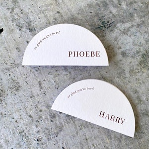 Marque-places Arche, Cartes de visite demi-cercle, Papeterie de mariage minimaliste, Cartes de table à inscription moderne