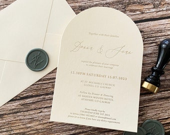 Gold Foil Arch Wedding Invitation, Luxury Ivory Wedding Invite