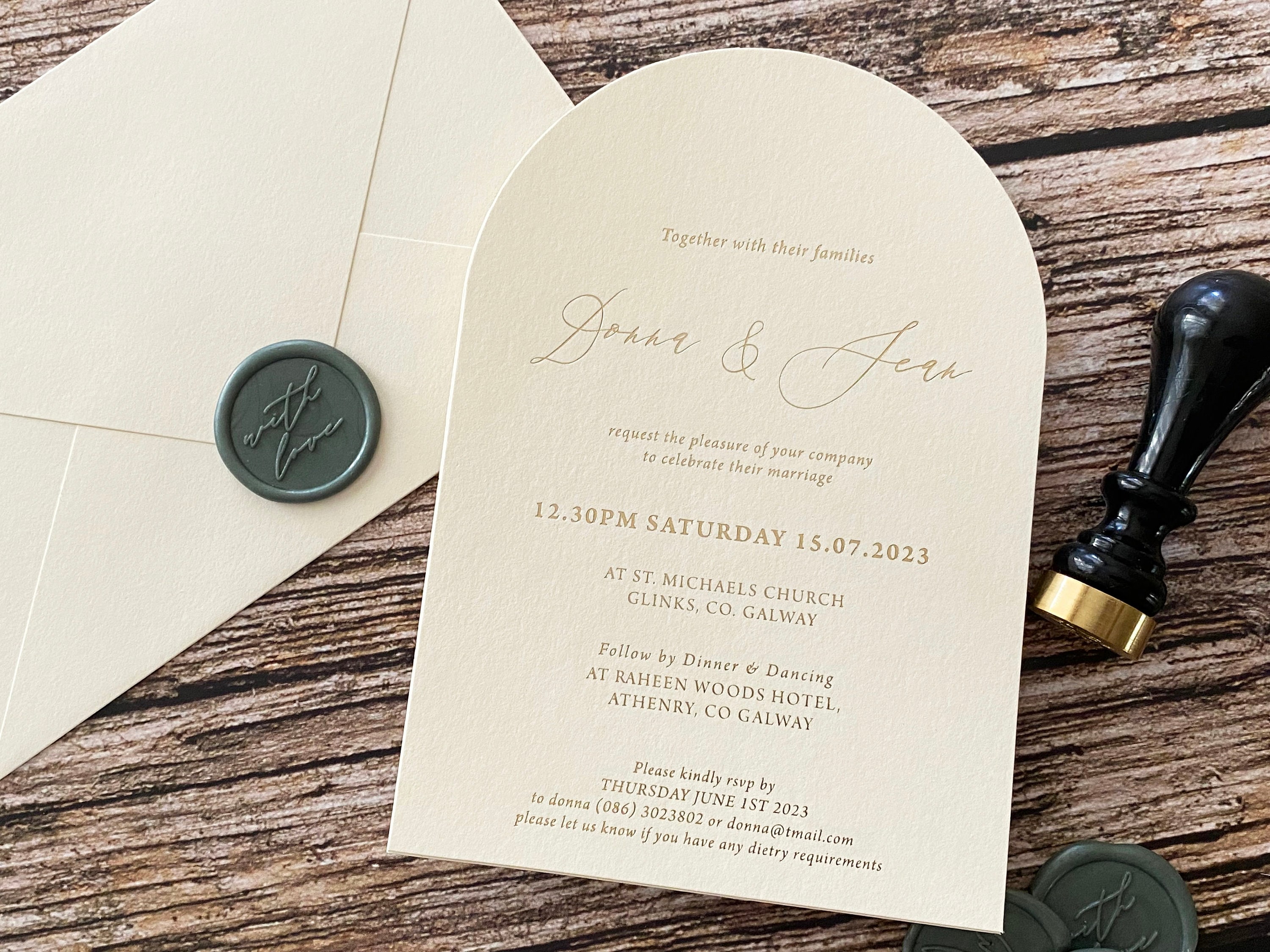 Gold Foil Arch Wedding Invitation