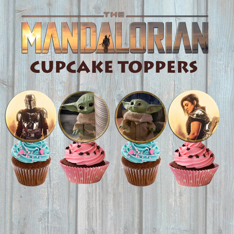 Baby Yoda Birthday Cupcake Toppers the Mandalorian Birthday Etsy