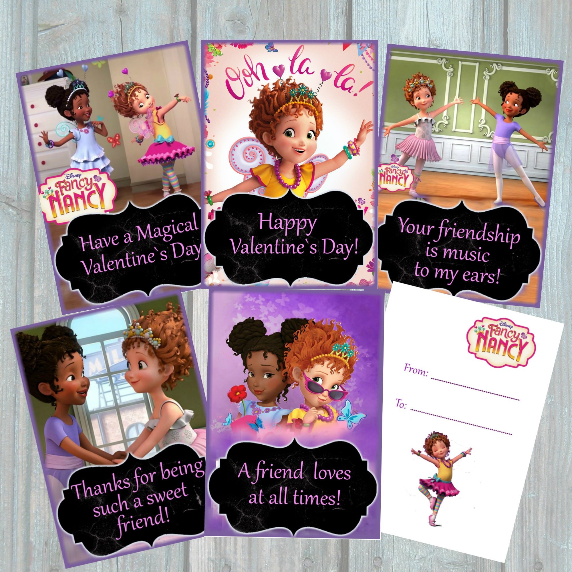 Fancy Nancy Valentines Day Greeting Card Nancy and Bree | Etsy