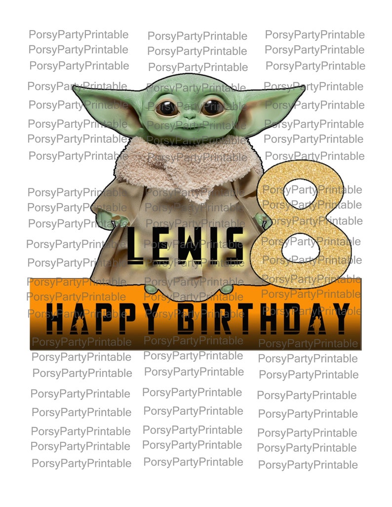 Download Baby Yoda Birthday Boy Cake Topper Mandalorian Cake | Etsy