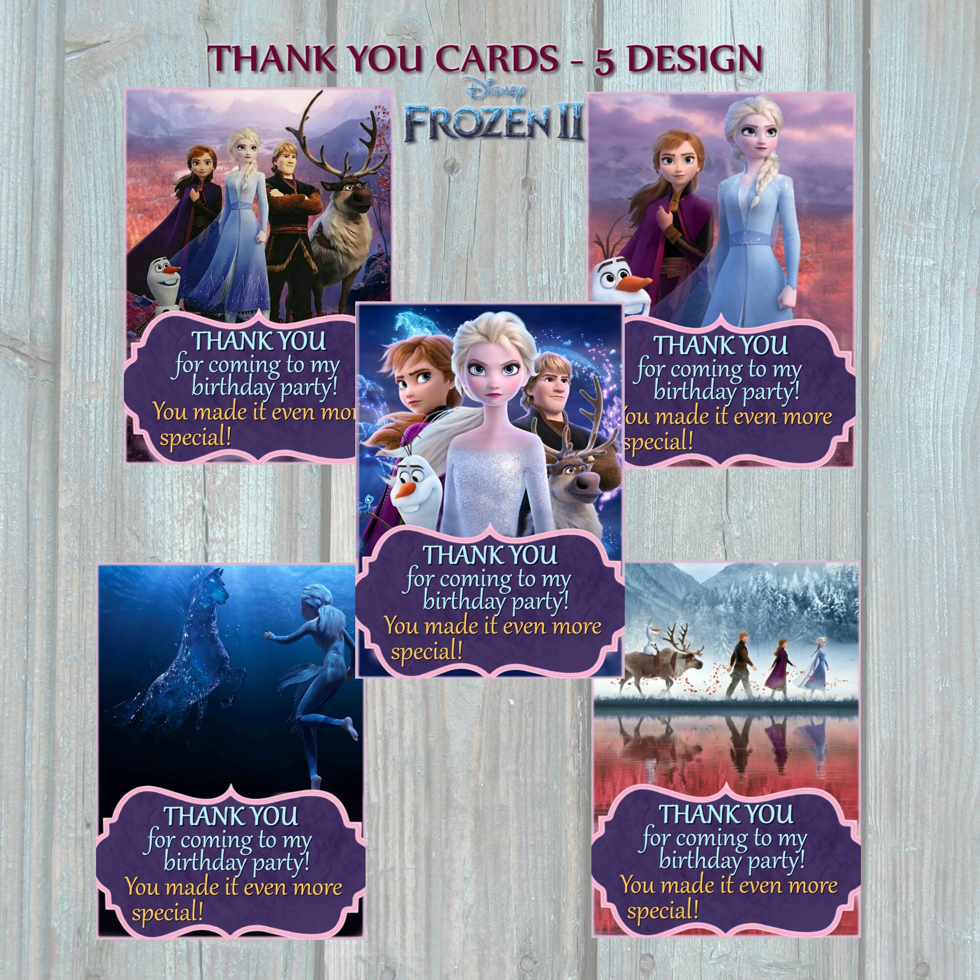 Frozen 2 Thank You Tags, Anna, Elsa Birthday Party Cards