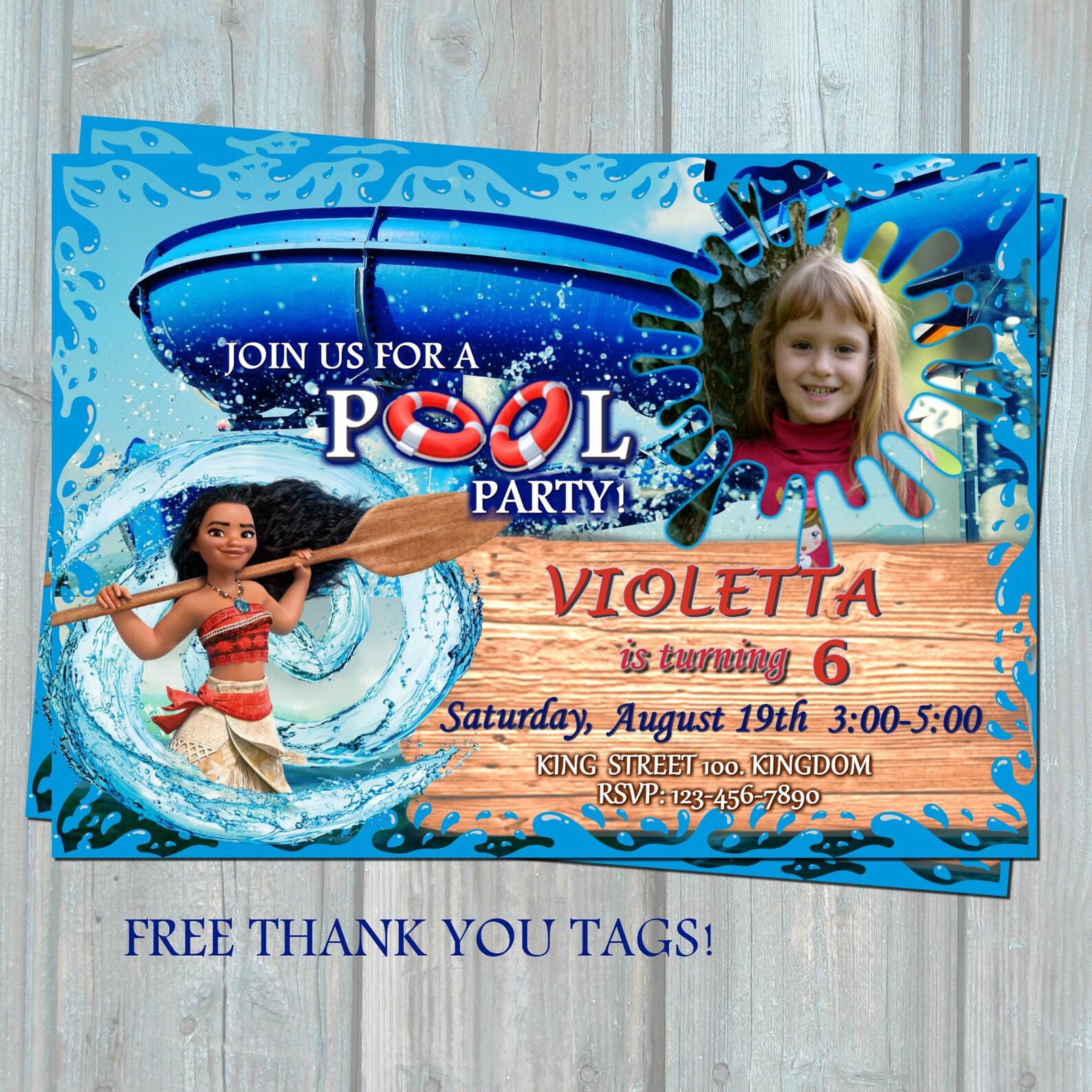 Moana Pool Birthday Invitation Splish splash Party Etsy