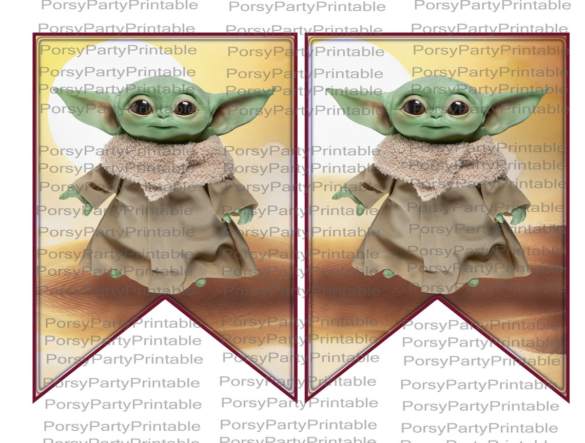 Baby Yoda Banner Mandalorioan Flags Birthday Star Wars Etsy