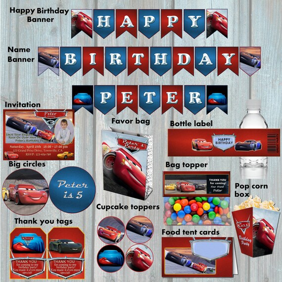Cars 3 Birthday Package Cars 2017 Party Set McQueen Party Cars 3 Birthday Package Cars 2017 Party Set McQueen Party