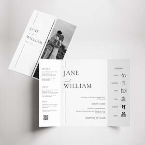 Minimalist Gatefold Wedding Invitation Template: Editable Canva Design (5x7 Digital Download) • NR 1