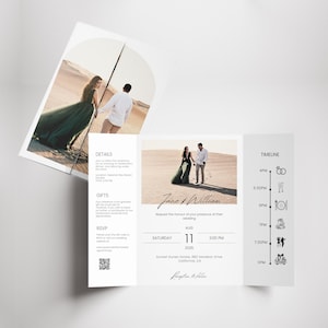 Arched Gatefold Wedding Invitation Template: Elegant Canva Design (Digital Download, 5x7 Folded Invite) • NR 2