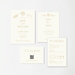 Editable Seashell Wedding Invitation Template Bundle • Printable Canva Design • Digital Download • 5x7 Invite