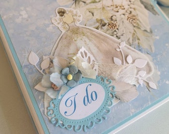 Light blue bridal mini folio album / I do scrapbooking album / Bride to be memory book / Bachelorette party photo album / bride to be gift