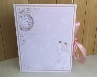 Wedding scrapbooking album, Custom big bride and groom photo album, Luxury handmade wedding gift for couples, Shabby cream wedding album