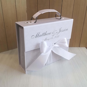 Álbum de recortes de boda de lujo, gran libro de recuerdos de boda de marfil, álbum de fotos tipo maleta de boda, regalo de boda único para parejas, regalo de aniversario