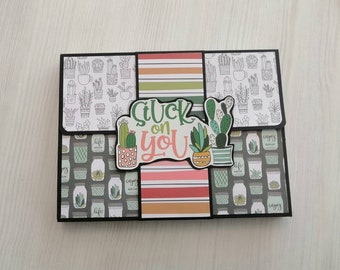 Cactus lover folio album / Plant lover gift / Cute gardening mini album / Premade scrapbooking album / Succulent lover gift/ Plant mom gift