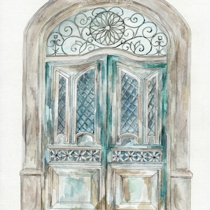 watercolor illustrated door print