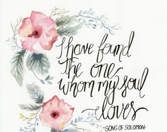 He encontrado a la que mi alma ama la caligrafía floral impresión