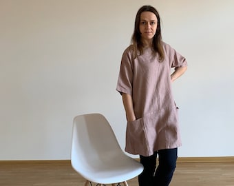 Linen Tunic, Linen Top, Linen Blouse, Organic Linen Tunic,  Tunic Top, Oversize Linen Tops, Kimono Blouse, Women's Linen Tunics, Tunic Dress