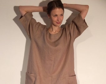 Tunic for Woman, Linen Tunic, Tunic with Pockets, Linen Shirt Woman, Plus Size Tunic, Woman Tunic