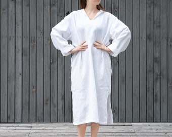 Womens kaftan dress / Linen caftan dress with hood / Hooded kaftan / Kaftan plus size / Long kaftan / Kaftan maxi dress / Kaftan top dress