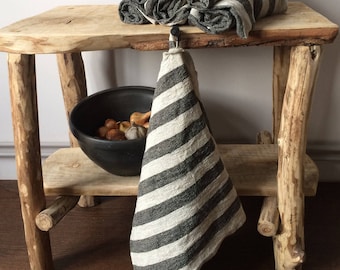 Linen Tea Towels, Kitchen Towel, Black Striped Tea Towel, Towels With Hooks, Dish Towel, Custom Tea Towel, Hanging kitchen towel,