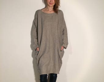 Tunic Dress, Loose Tunic, Tunic Dress, Long Sleeve Tunic, Long Sleeve Tunic Dress, Women Tunic, Women Tunic Dress, Oversize Linen Tunic