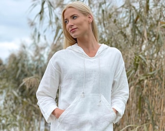 Linen Hoodie for Women, Custom Made and Stylish, Pure Linen Hoodie, Made to Last and Look Great, Elevate Your Wardrobe with Our Linen Hoodie