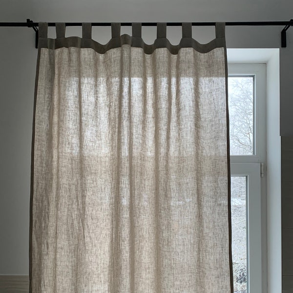 Cortinas de lino, paneles de cortina de lino, panel de cortina de lino con pestaña superior, cortinas personalizadas, cortinas de lino, cortinas de lino blanco, cortinas grises de lino