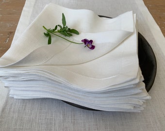 Set of  6 Milk White Linen Napkins, Reusable Napkins, Cloth Dinner Napkins, Wedding Napkins, Cloth Napkins,  Natural Napkins