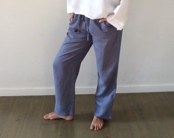 Loose Fit Linen Pants, Pants for Women, Linen Trousers, Linen Trousers for Women, Blue Pants, Women Pants, Loose Pants