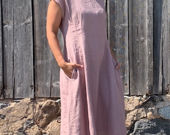 Linen Dress, Sleeveless Dress, Dresses for Women, Dresses with Pockets, Sleeveless Linen Dress, Linen Dress Plus Size, Womens Dresses Summer