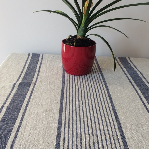 Linen Tablecloth, Striped Table Cloth, Square Tablecloth, Rustic Table, Country Tablecloth, Linen Table Top, Woven Tablecloth, Table Decor