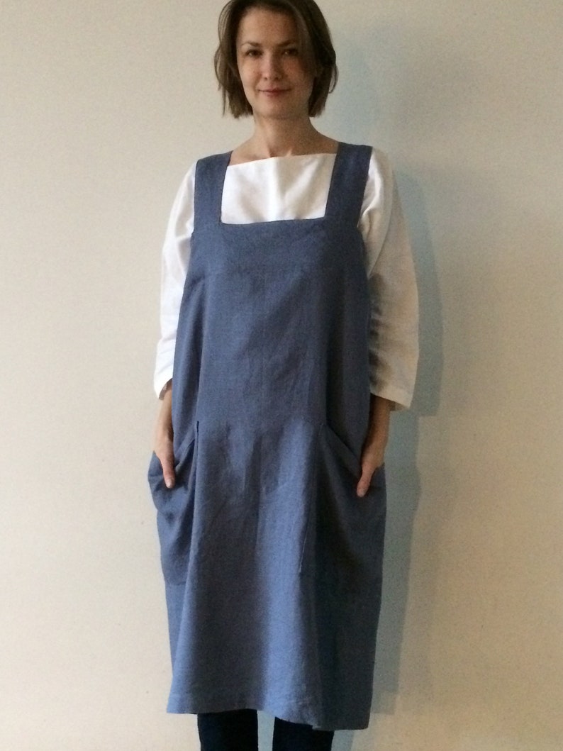 Blue Pinafore Apron Pinafore Apron Plus Size Pinafore Apron - Etsy