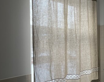 Linen curtains with lace,  54” [137 cm] wide Blinds, Tab Top Blinds, Linen Blinds, Curtain Panel, Beige linen curtains, Window Blinds