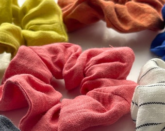 Verschillende kleuren linnen elastische haarband, linnen elastische haarband, linnen scrunchie, dameshaar scrunchie, zero waste, haarband