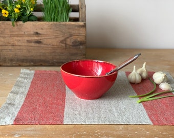 Easter Placemats, Linen Placemats, Spring Placemats, Table Placemats, Easter Table Decor, Red Placemats, Rustic Placemats, Striped Placemats