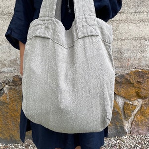 Handmade Linen Hobo Bag: Large Reusable Beach Tote