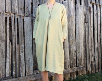 Linen Tunic, Linen Tunic Dress with V Neck, Women Tunic, Summer Dress, Loose Linen Tunic, Tunic Dress, Womens Dress, Tunics Plus Size, Tunic