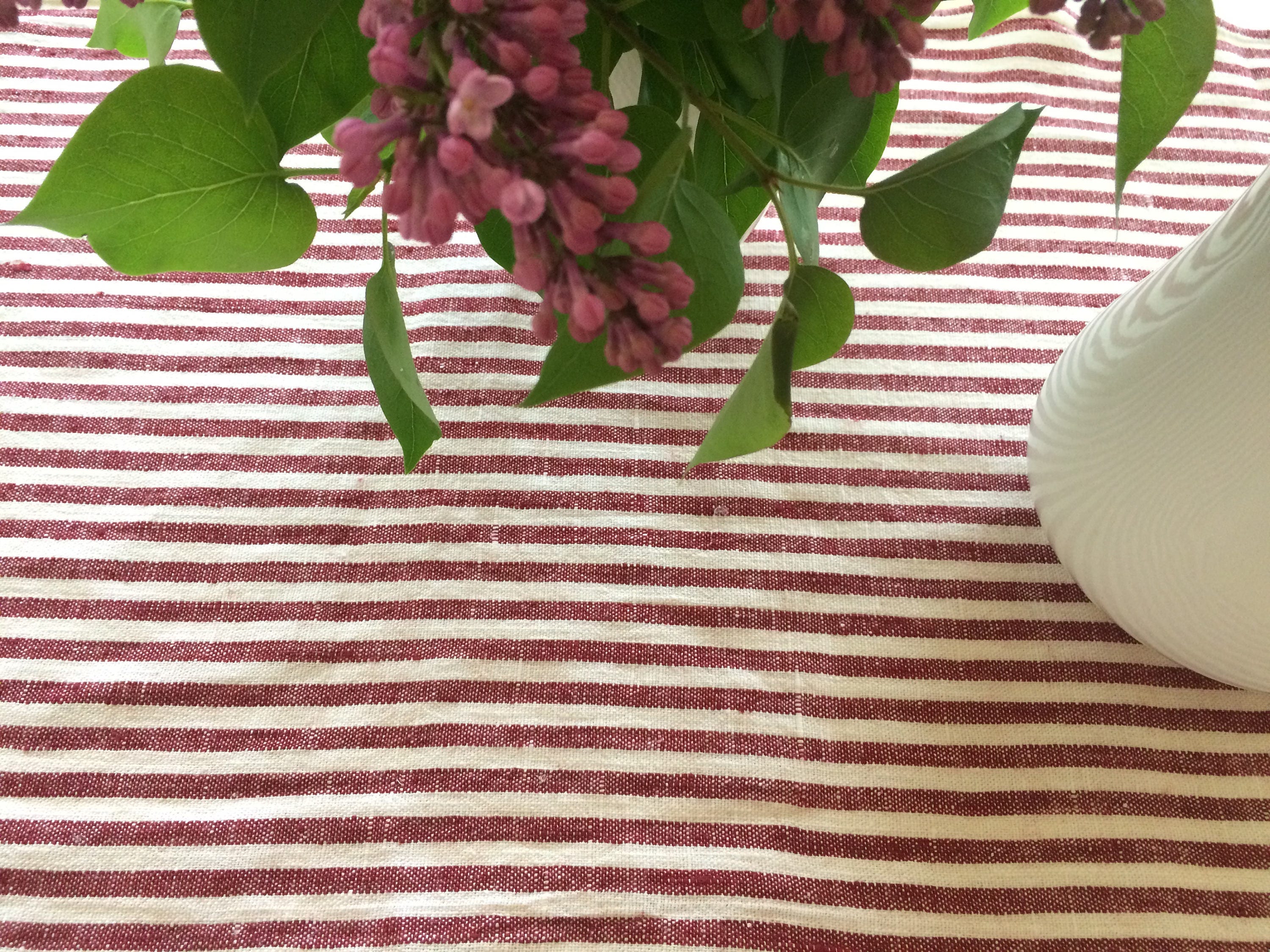Red Striped Table Runner, Christmas Table Runner, White Striped Table