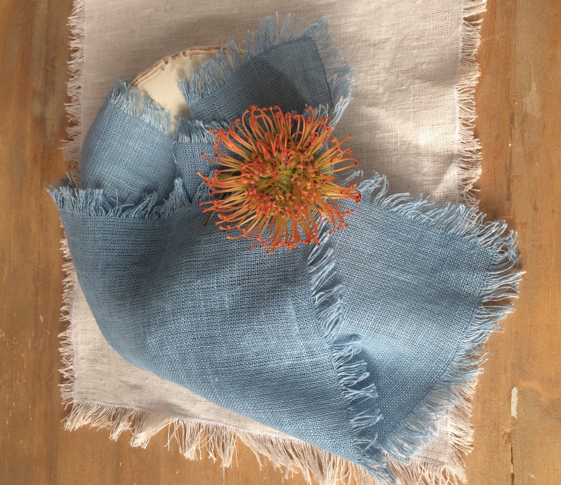 Light Blue Napkins Set of 6 Linen Napkins Light Blue Wedding Etsy