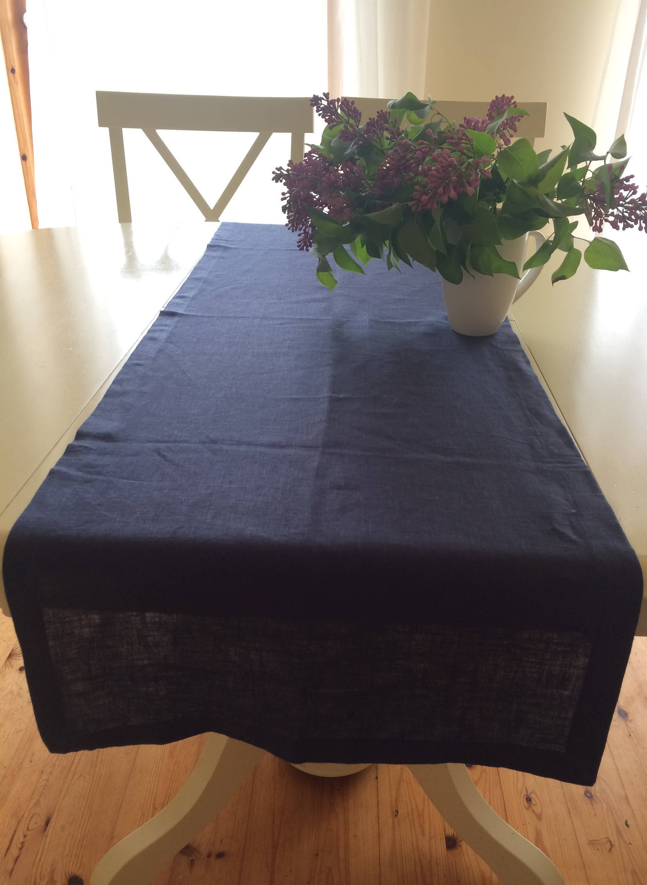 Blue table runner, Linen table runner, Eco table runner, Handmade Table
