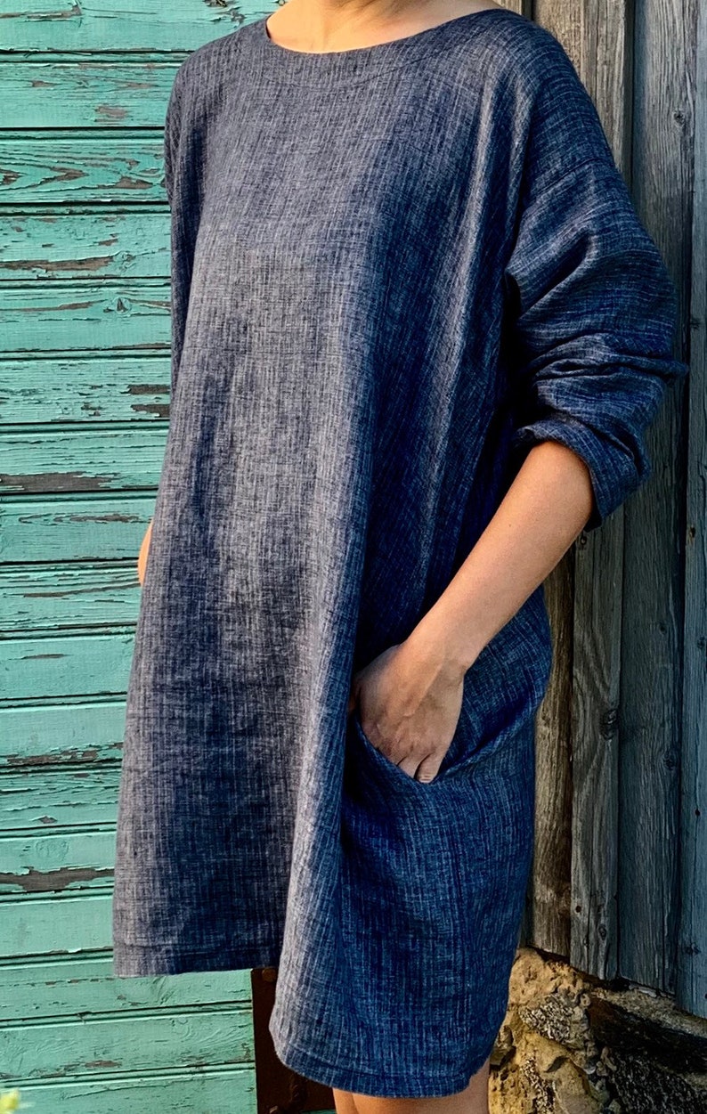 Blue Striped Linen Tunic, Linen Tunic, Women Tunic, Summer Tunic, Loose Linen Tunic, Tunic Top, Womens Tunic, Linen Tunics Plus Size, Tunic image 4