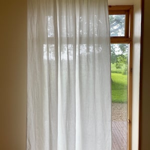 Milk White Linen Curtain Panel: Semi Sheer Rod Pocket, Custom Size