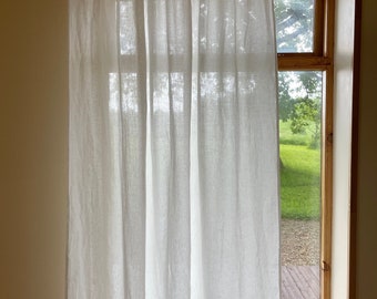 Rod Pocket  Milk White Linen Curtain Panels, Custom Sizes Semi Sheer Linen Curtains,  Living room. Bedroom Linen Curtains, Custom Curtains